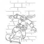 Dibujo para colorear Colorear tortuga ninja en patineta