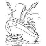 Dibujo para colorear Dibujo De Barco Militar Disparando Misiles Para Pintar Y Colorear