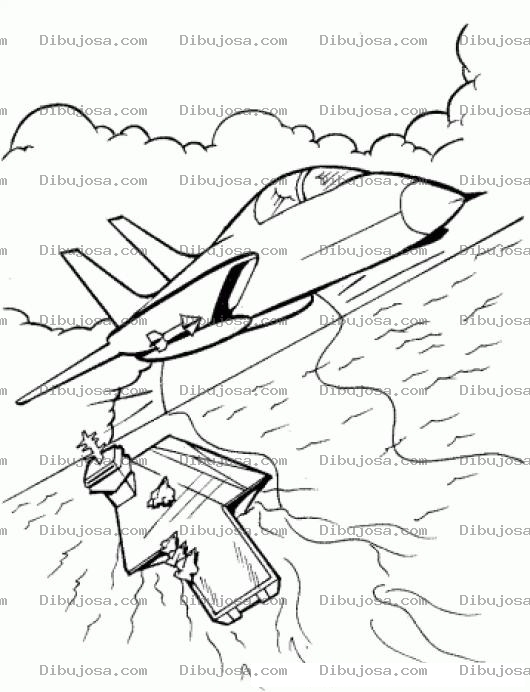 Dibujo para colorear Dibujo De Un Avion Despegando De Un Barco Lanza Aviones Para Pintar Y Colorear