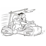 Dibujo para colorear Colorear a Pedro Picapiedra y Pablo Marmol en un vehiculo