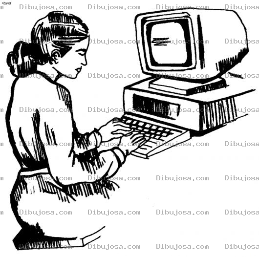 Dibujo para colorear Dibujo De Mujer Programadora Para Pintar Y Colorear Programadora De Los 80s