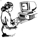 Dibujo para colorear Dibujo De Mujer Programadora Para Pintar Y Colorear Programadora De Los 80s