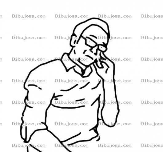 Dibujo para colorear Dibujo De Viejito Pensativo Para Pintar Y Colorear Hombre Nostalgico Recordando El Pasado Con Nostalgia