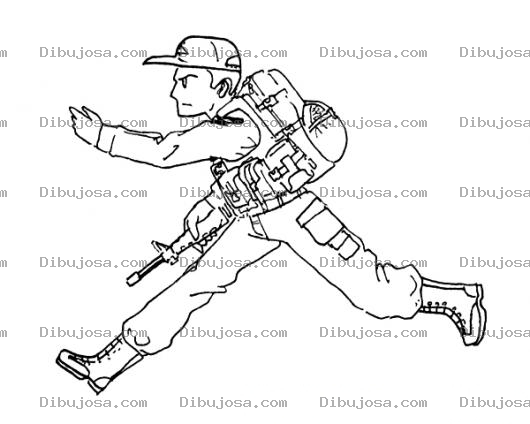 Dibujo para colorear Dibujo De Soldado Corriendo Para Pintar Y Colorear