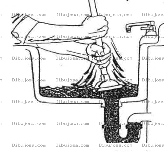 Dibujo para colorear Lavamanos Tapado Dibujo De Un Plomero Destapando El Cano De Una Tuberia Para Pintar Y Colorear Detapacanos