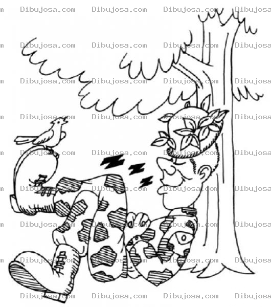 Dibujo para colorear Dibujo De Soldado Descansando Debajo De Un Arbol Para Pintar Y Colorear