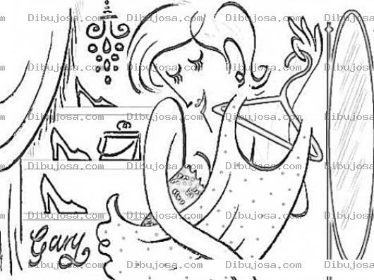 Dibujo para colorear Closetdemujer Dibujo De Una Mujer Probandose Vestidos En Su Closet Para Pintar Y Colorear Mujer Indecisa Sobre Que Ropa Ponerse Con Vrios Zapatos En Su Armario
