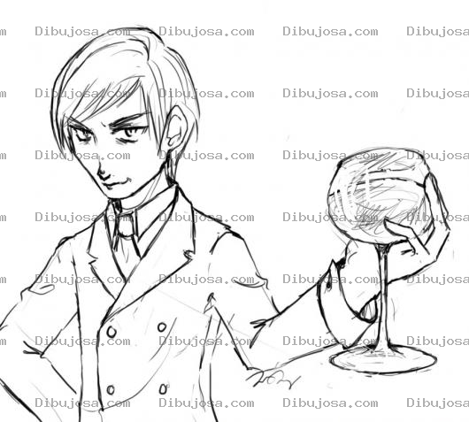 Dibujo para colorear Hombre Con Copa De Vino Para Pintar Y Colorear