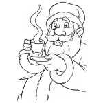 Dibujo para colorear Colorear A Santa Claus Tomando Cafe Caliente