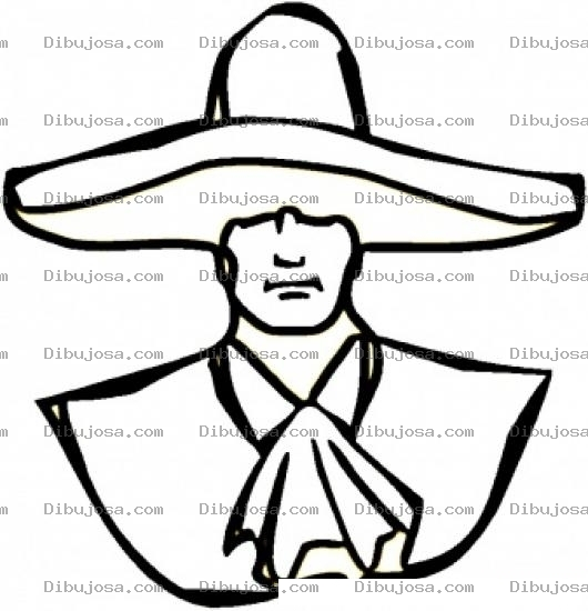 Dibujo para colorear Pintar sombrero mexicano
