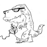 Dibujo para colorear Papa Dinosaurio Jugando Atari Para Pintar Y Colorear