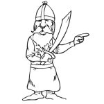 Dibujo para colorear Dibujo De Caballero Viejo Con Espada Para Pintar Y Colorear
