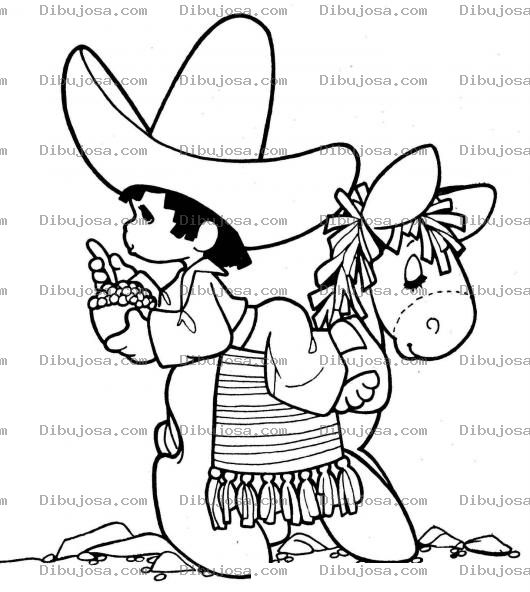 Dibujo para colorear Colorear nino mexicano de precious moments