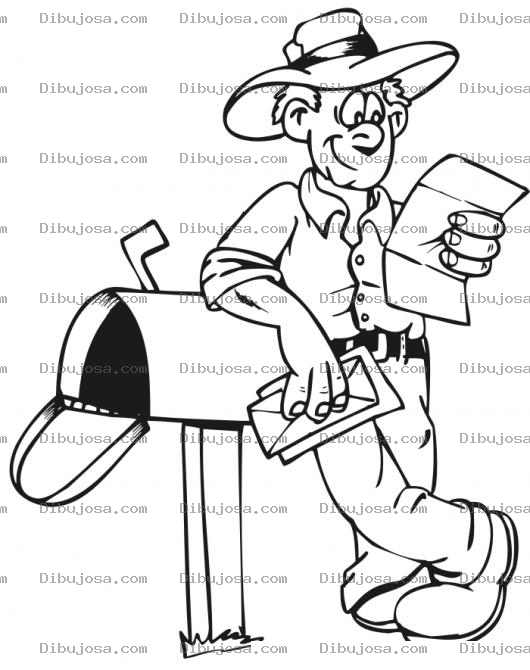 Dibujo para colorear Mensajeria Tradicional Dibujo De Granjero Revisando Su Buzon De Correos Para Pintar Y Colorear Cartas En El Buzon