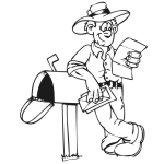 Dibujo para colorear Mensajeria Tradicional Dibujo De Granjero Revisando Su Buzon De Correos Para Pintar Y Colorear Cartas En El Buzon