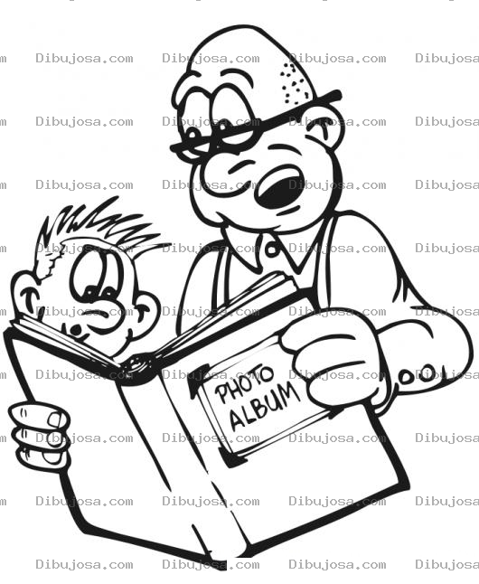 Dibujo para colorear Abuelito Con Nieto Dibujo De Abuelo Mostrando El Album De Fotos A Su Nietesito Para Pintar Y Colorear Albumdefotos
