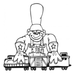 Dibujo para colorear Infancia Adulta Dibujo De Hombre Jugando Con Un Tren De Juguete Para Pintar Y Colorear Fabricante De Trenes