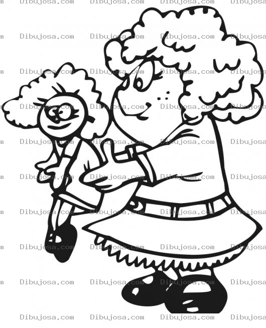 Dibujo para colorear Dibujo De Nina Con Muneca De Trapo Para Colorear