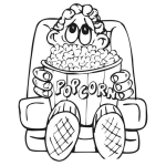 Dibujo para colorear Poporopos popcorn En El Cine Dibujo De Nino Viendo Una Pelicula En El Cine Con Un Bol De Palomitas De Maiz Para Pintar Y Colorear Semillas De Maiz Reventadas