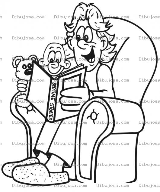 Dibujo para colorear Cuentos Para Dormir Dibujo De Un Papa Leyendo Un Cuento A Su Hijo Antes De Irse A Dormir Para Pintar Y Colorear Padre Compartiendo Con Su Hijo
