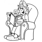Dibujo para colorear Cuentos Para Dormir Dibujo De Un Papa Leyendo Un Cuento A Su Hijo Antes De Irse A Dormir Para Pintar Y Colorear Padre Compartiendo Con Su Hijo
