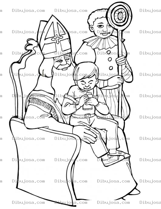 Dibujo para colorear Dibujo De Nino Sentado En Las Piernas De Santaclos Para Pintar Y Colorear