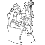 Dibujo para colorear Dibujo De Nino Sentado En Las Piernas De Santaclos Para Pintar Y Colorear