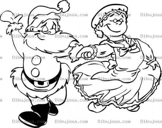 Dibujo para colorear Santaclaus Y Mamaclaus Dibujo De Santa Claus Bailando Con Mama Claus Para Pintar Y Colorear A Papanoel Y Mamanoel