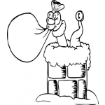 Dibujo para colorear Dibujo De Santclaus Entrando Por La Chimenea Para Pintar Y Colorear A Santa Atorado En La Chimenea