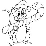 Dibujo para colorear Raton Navideno Dibujo De Rata Con Baston De Navidad Para Pintar Y Colorear