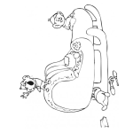 Dibujo para colorear Dibujo Del Trineo De Santa Con Sus Duendes Para Colorear