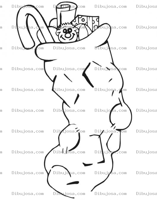 Dibujo para colorear Calcetin De Navidad Lleno De Juguetes Para Pintar Y Colorear
