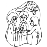 Dibujo para colorear Dibujo De Un Convivio De Mujeres En Navidad Para Pintar Y Colorear Convivio Femenino