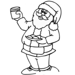 Dibujo para colorear Colorear A Santaclaus Con Vaso De Leche Y Galletas