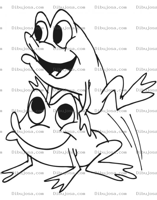 Dibujo para colorear Salto De Rana Dibujo De Ranas Jugando Para Pintar Y Colorear Ranas Juguetonas