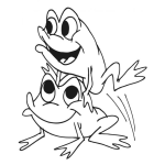 Dibujo para colorear Salto De Rana Dibujo De Ranas Jugando Para Pintar Y Colorear Ranas Juguetonas