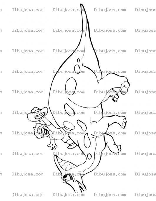 Dibujo para colorear Dibujo De Nino Montado Sobre Dinosaurio Para Pintar Y Colorear