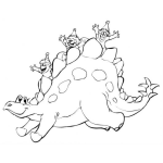 Dibujo para colorear Dibujo De Ninos Montados Sobre Un Dinosaurio Para Pintar Y Colorear
