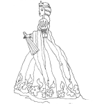 Dibujo para colorear Colorear Princesa Con Vestido Largo