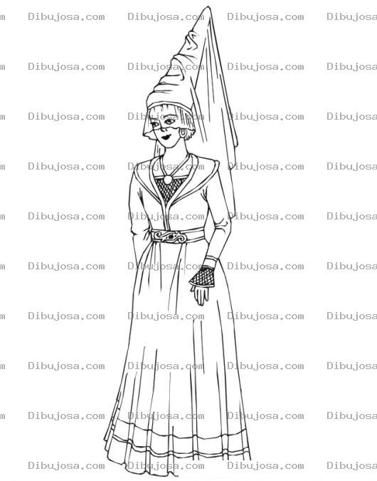 Dibujo para colorear Colorear Princesa Con Gorro De Mago Para Pintar Princesa Maga