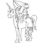 Dibujo para colorear Dibujo De Princesa Narigona Montada De Lado Sobre Su Unicornio Para Pintar Y Colorear