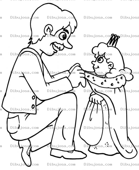 Dibujo para colorear Papa Con Su Princesita Dibujo De Un Padre Vistiendo A Su Hija Con Un Trajesito De Princesa Para Pintar Y Colorear Papa E Hija