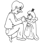 Dibujo para colorear Papa Con Su Princesita Dibujo De Un Padre Vistiendo A Su Hija Con Un Trajesito De Princesa Para Pintar Y Colorear Papa E Hija