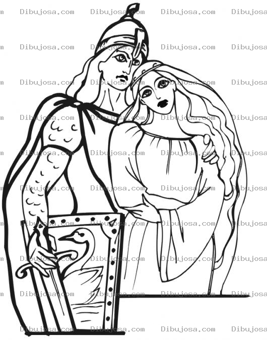Dibujo para colorear Dibujo De Caballero Y Su Princesa Para Colorear