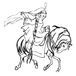 Dibujo para colorear Princesa Gitana A Caballo Para Colorear