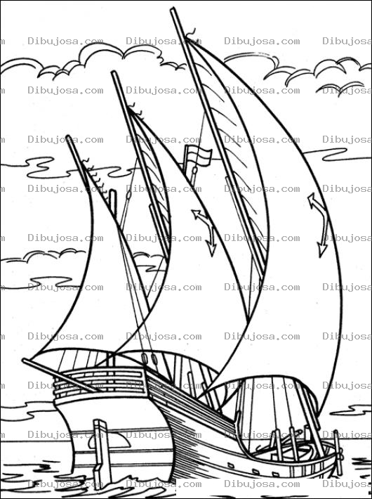 Dibujo para colorear Barco De 3 Velas Para Pintar Y Colorear