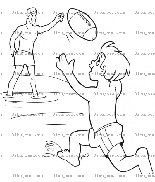 Dibujo para colorear Dibujo De Papa E Hijo Jugando Peloa En La Playa Para Pintar Y Colorear