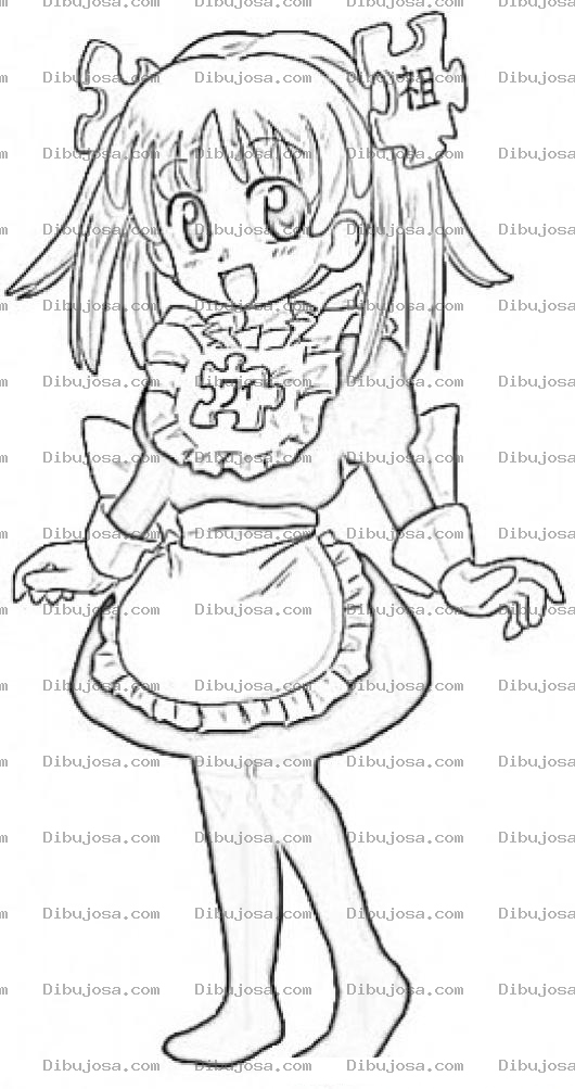Dibujo para colorear Dibujo Japones De Una Linda Sirvienta Con Delantal Para Pintar Y Colorear