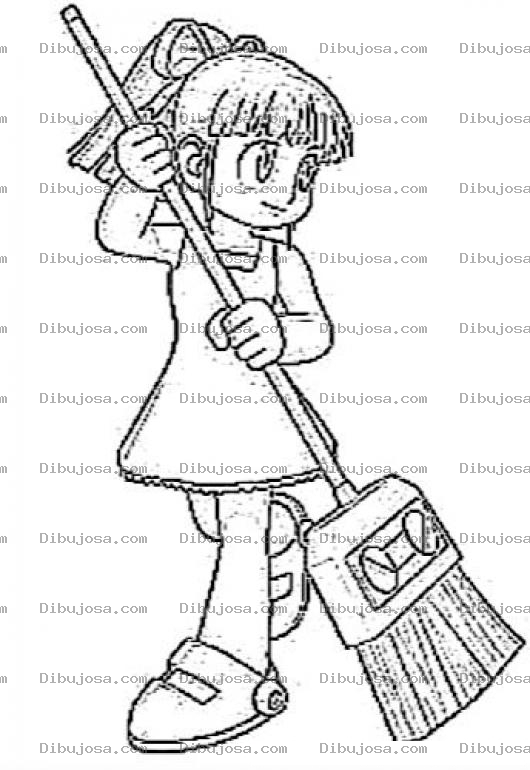 Dibujo para colorear Dibujo De Nina Con Escoba Para Pintar Y Colorear Nena Barriendo