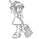 Dibujo para colorear Dibujo De Nina Con Escoba Para Pintar Y Colorear Nena Barriendo